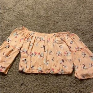 Off the shoulder pink crop top